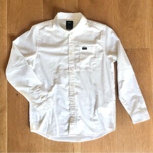 Boys RVCA White Long Sleeve Stretch Button Down Shirt Size Large **NWOT**